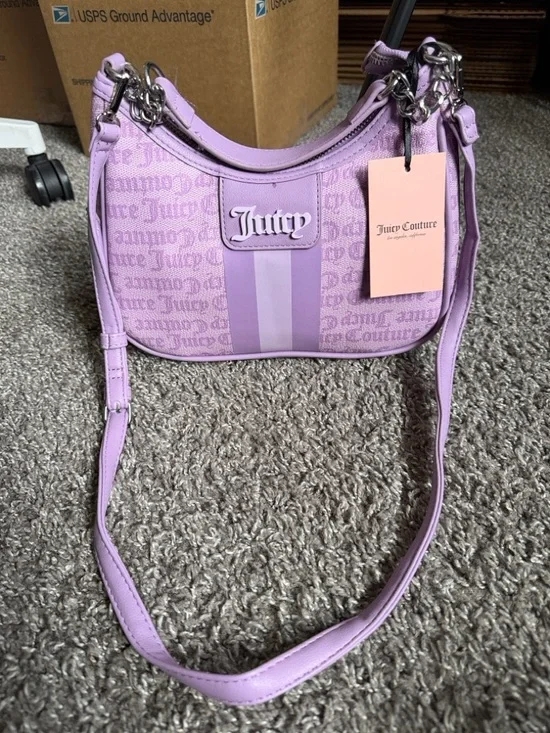 Juicy Couture Exclusive State of my Heart Shoulder Lavender Logo Bag - Picture 3 of 12